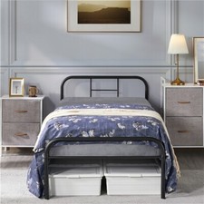 3ft Single Metal Bed Frame Strong Iron Platform Bed Slatted Bed for Bedroom