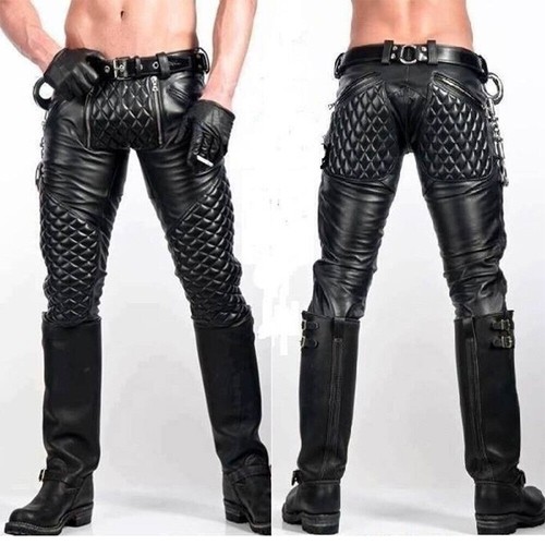Mens leather jeans padded - mens,