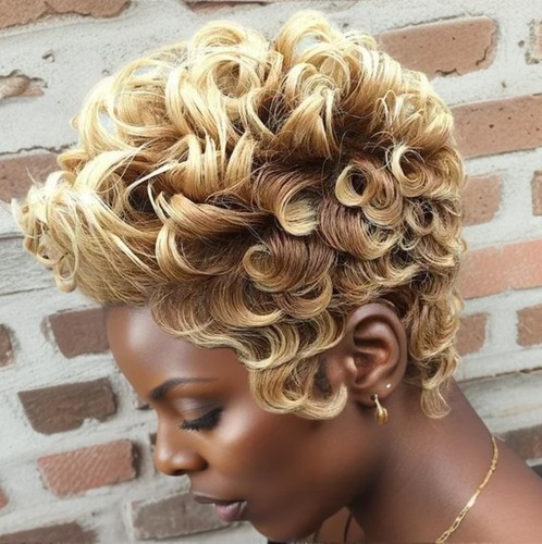 Short curly blonde ombre pixie - blonde,