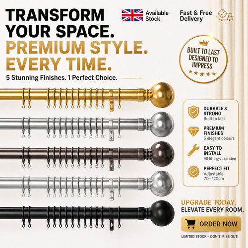 Complete curtain pole set 28mm - complete,