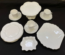 Shelley Dainty White Bone china Tea set and Comport 3 trios bowl dish