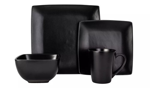 Square black dinner set - 16,
