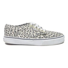 VANS Authentic Womens Low Top Trainers Beige & Black Canvas UK 5 Leopard Print