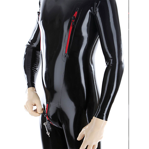 Men black latex rubber - men's,