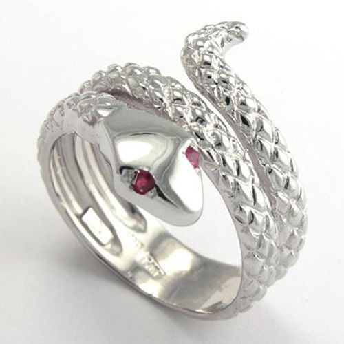 Men 14k white gold snake - 14k,