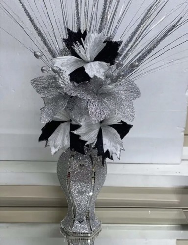 Silver vase with - silver, flowers