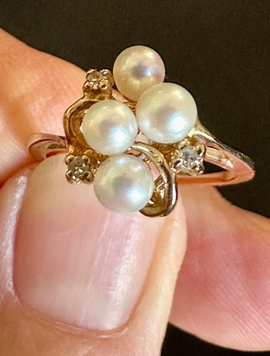 10k yellow gold pearl ring - yellow,