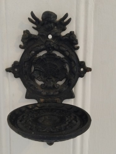 Cast iron cherub - cast, wall
