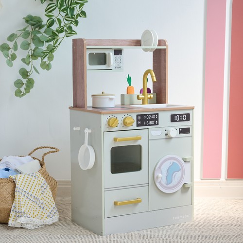 Kids wooden play kitchen - wooden, set