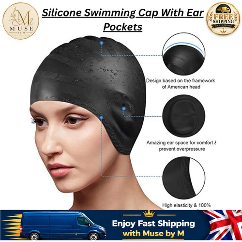 Silicone swimming cap with ear - swimming,