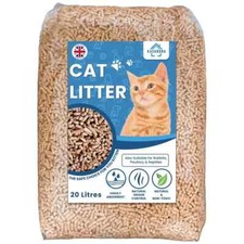 Wood Based Cat Litter 20 Litres Absorbent Pine Wood Pellets Animal Comfort Odour