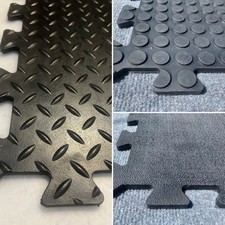 8mm Garage Gym Flooring solid Rubber Tile Embossed Coin checker long lasting
