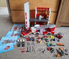 Playmobil large bundle firestation fire engine vehicles figures working sounds