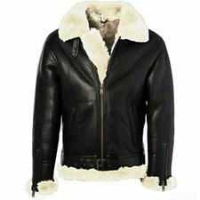 MENS RAF B3 AVIATOR SHEEP SKIN LEATHER BOMBER WINTER FLYING PILOT JACKET COAT