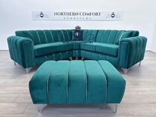Keysri Corner Sofa in New Teal Plush Velvet