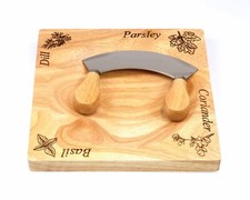 Wooden Herb Chopper engraved with Parsley Dill Coriander Basil