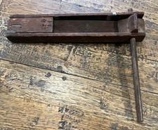Vintage Handmade 13" Wooden Football Rattle / Clacker Bird Scarer Noise Maker