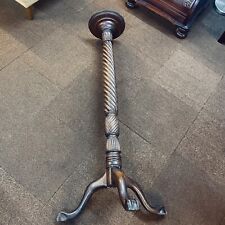 Handsome Antique Tall Wooden Barley Twist Torchere Plant Stand Claw Feet