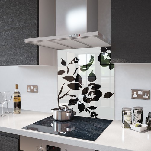 White floral black flower - white,