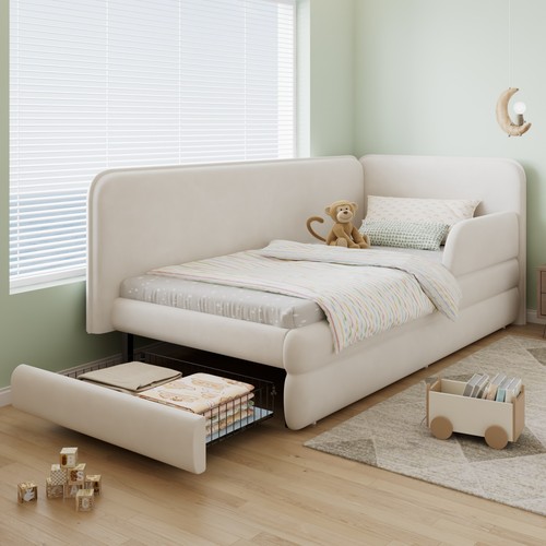 Upholstered bed with drawers - bed,