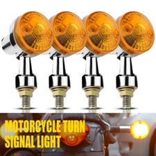 4Pcs Motorcycle Motorbike Turn Signal Light Indicator Lamp Amber Mini LED Chrome