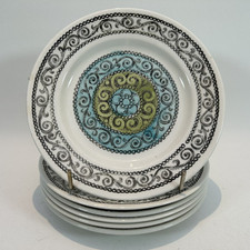 Vintage Broadhurst Agincourt Rare Blue Colourway 6 Side Plates Kathie Winkle