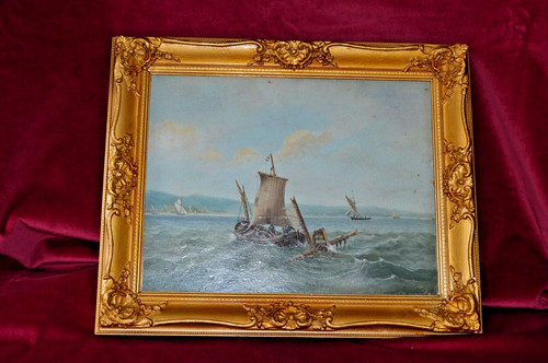 Antique victorian oil - oil, painting
