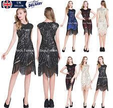 New Women's Flapper Dresses 1920s Round Neck Beaded Fringed Great Gatsby Dress