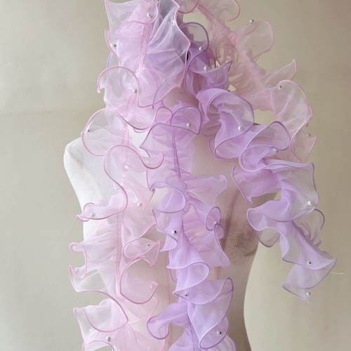 Organza ruffled lace trim - ruffled,
