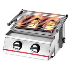 Portable Stainless Steel Outdoor Camping Party BBQ Tabletop 2 Burner Gas Grill