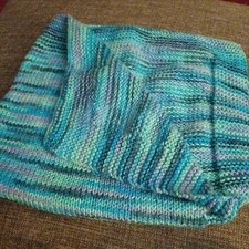 Handmade Knitted blue coloured Baby Blanket Boy Newborn Moses