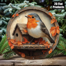 Robin Bird House Garden Plaque
