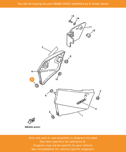 Yamaha grommet 90480 16301 - yamaha, 90480-16301