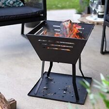 La Hacienda Square Fire Pit Basket – Steel Log Burner, Garden Patio Heater - New