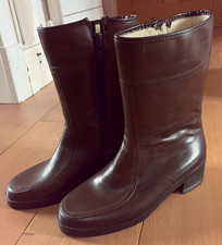 Derri Boots 1970s brown fur lined boots UK7 vintage wellies heeled wellingtons