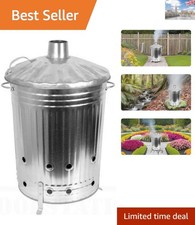 Elegant 90L Galvanised Steel Incinerator with Lid for Safe Garden Waste Disposal