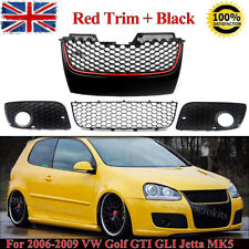 Set Front Bumper Centre Lower Grille Fog Light Grill For VW Golf MK5 GTI Jetta