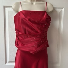 Vintage Red 2 Piece GOWN Prom Bridesmaid Rhinestone Corset DRESS Size M USA Made
