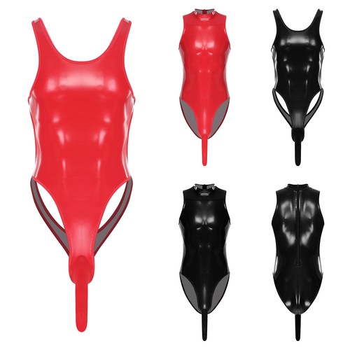 Men bodysuit wet look pvc - uk,