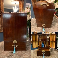 Stunning Late 19thC Mahogany Campaign Apothecary Cabinet with Key & Extra’s
