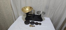 Vintage Black metal & Brass VIKING Traditional Weighing Scales with weights 
