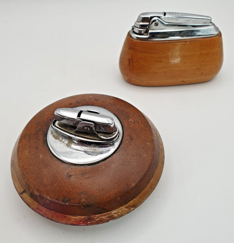 Vintage ronson wood chrome - wood, &