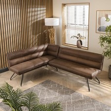 Modern Kitchen Corner Dining Bench Brown Fabric 5 Seater Right-Hand