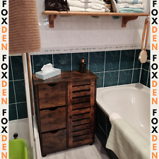 Industiral Bathroom Floor Cabinet Wooden Vintage Sideboard Storage Unit Drawers