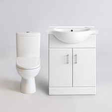 Vanity Sink Unit Soft Close Doors Close Coupled Toilet Bathroom Ceramic Set