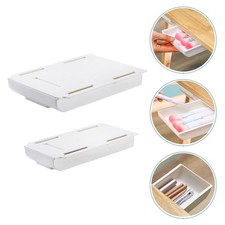 2PCS Under Table Storage Drawer Paste Wall-mounted Small Drawer ( White)