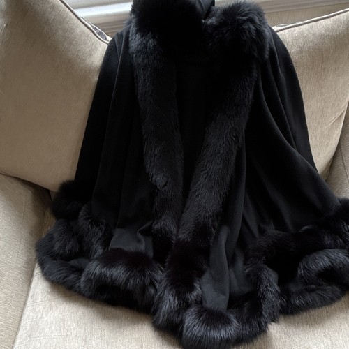 Women black hooded fur - black,
