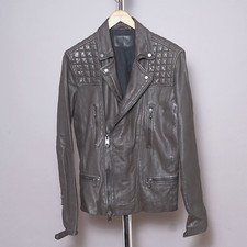 ALL SAINTS Leather Jacket MEDIUM Mens Brown Biker Bomber Celebrity Grail ROWLEY