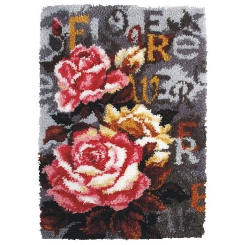 Roses latch hook kit - hook, rug