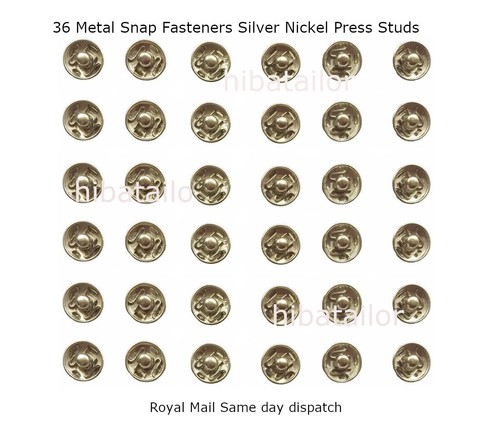 Metal snap fasteners silver - 36,